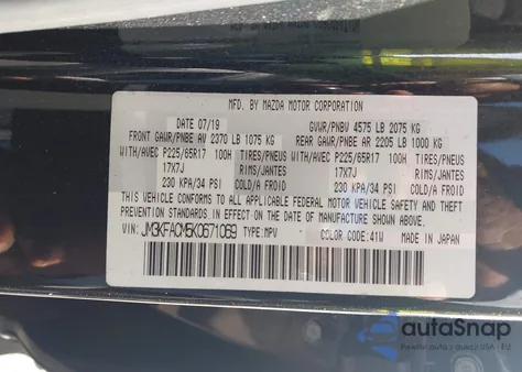 2019 Mazda Cx-5 Touring from USA, damaged, VIN JM3KFACM5K0671069